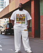 Big Boys June Festival Black History Print Short Sleeve Trousers Suit